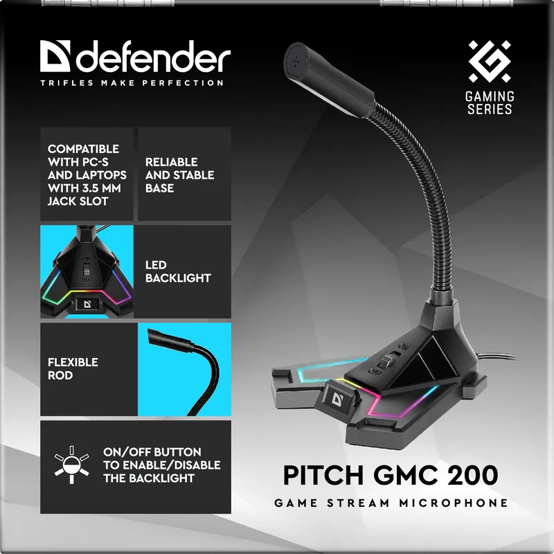Defender - Гульнявы струменевы мікрафон Pitch GMC 200