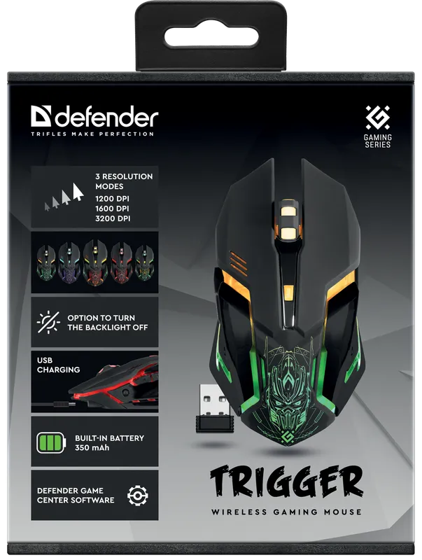 Defender - Бесправадная гульнявая мыш Trigger GM-934