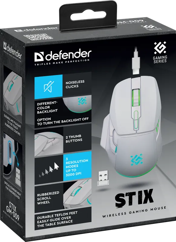 Defender - Бесправадная гульнявая мыш Stix GM-009