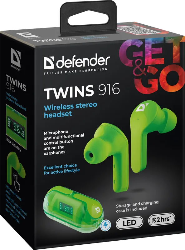 Defender - Бесправадная стэрэагарнітура Twins 916