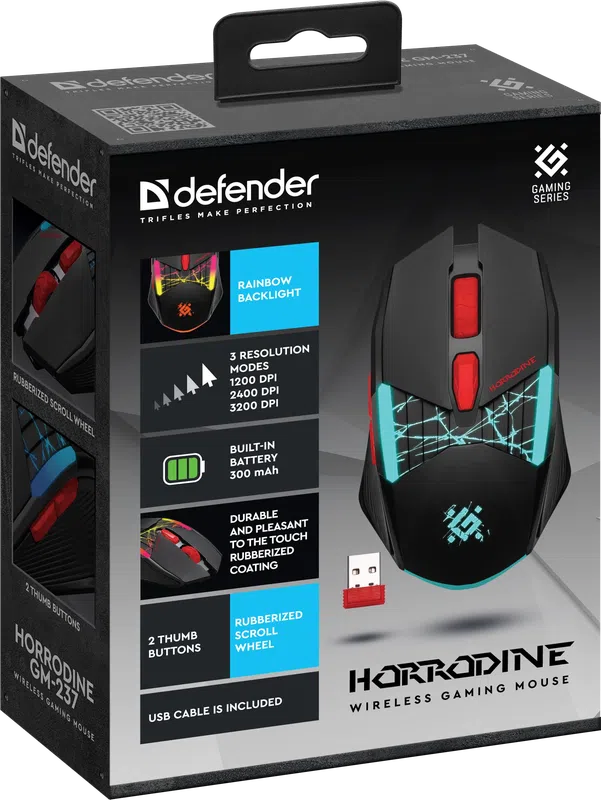 Defender - Бесправадная гульнявая мыш Horrodine GM-237