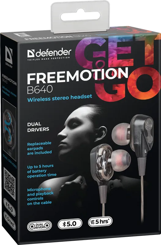 Defender - Бесправадная стэрэагарнітура FreeMotion B640