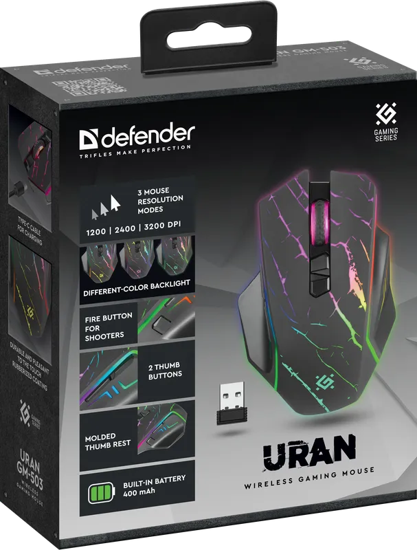 Defender - Бесправадная гульнявая мыш Uran GM-503
