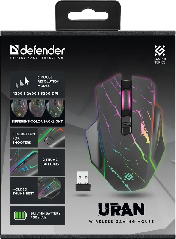 Defender - Бесправадная гульнявая мыш Uran GM-503