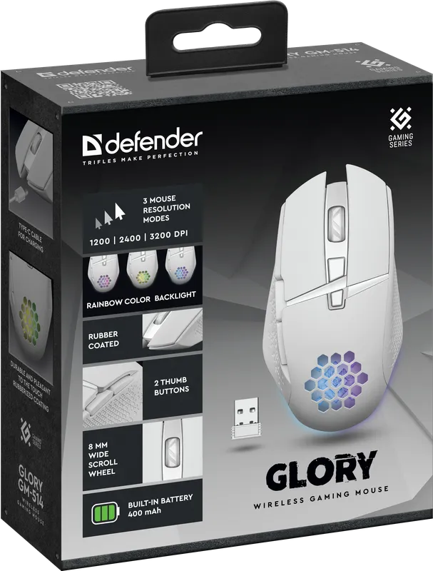 Defender - Бесправадная гульнявая мыш Glory GM-514