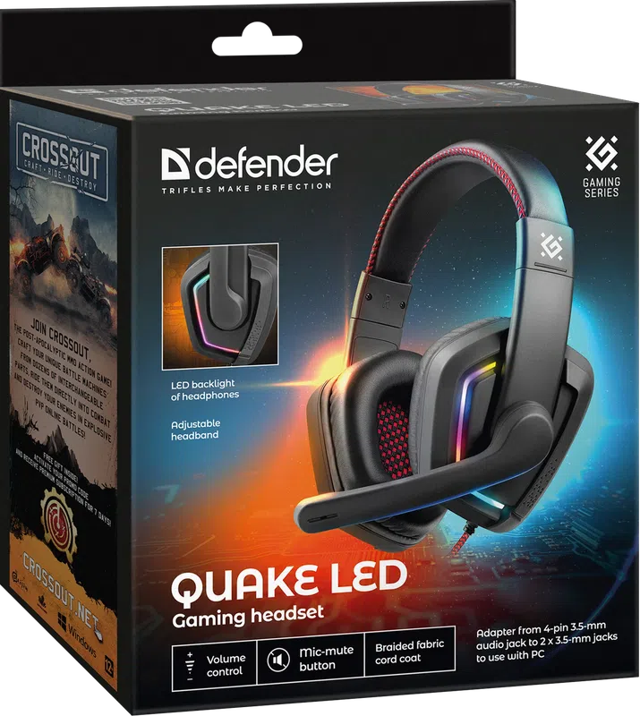 Defender - Гульнявая гарнітура  Quake LED