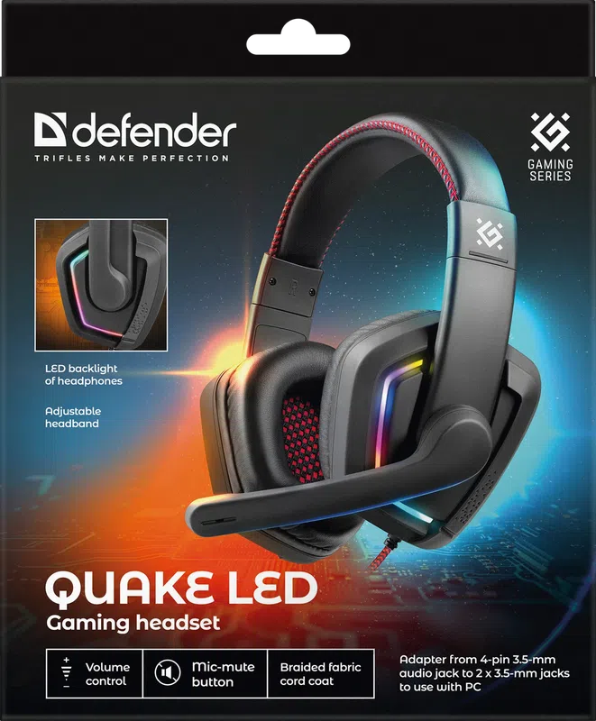 Defender - Гульнявая гарнітура  Quake LED