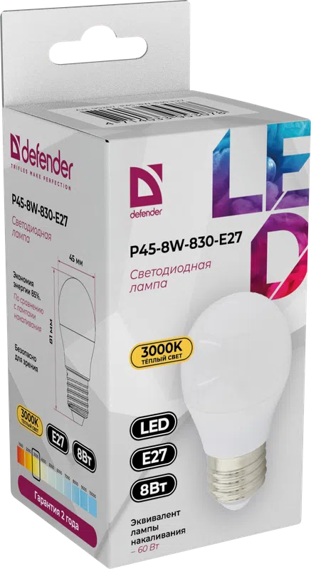 Defender - LED Light bulbs P45-8W-830-E27