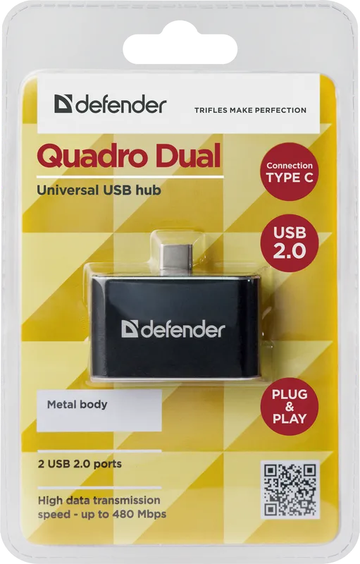 Defender - Універсальны USB разгалінавальнік Quadro Dual