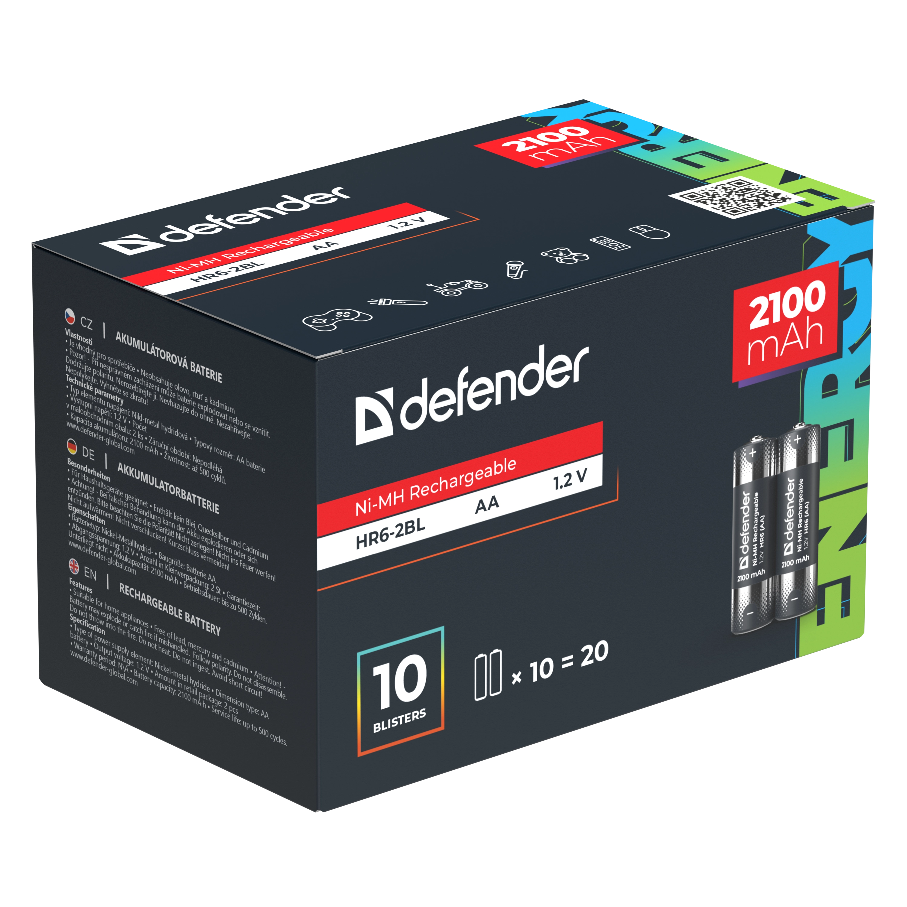 Defender - Rechargeable battery HR6-2BL 2100 mAh