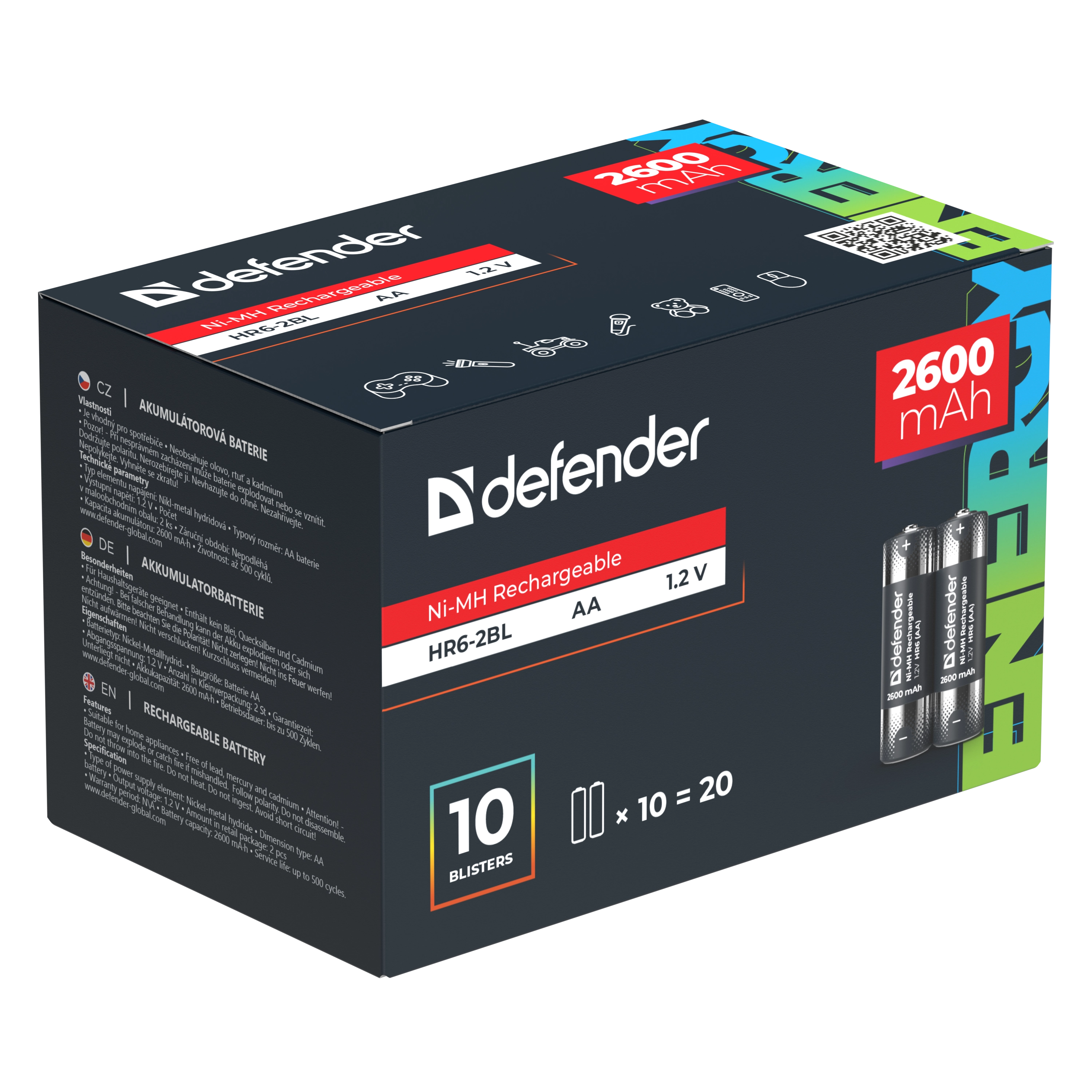 Defender - Rechargeable battery HR6-2BL 2600 mAh