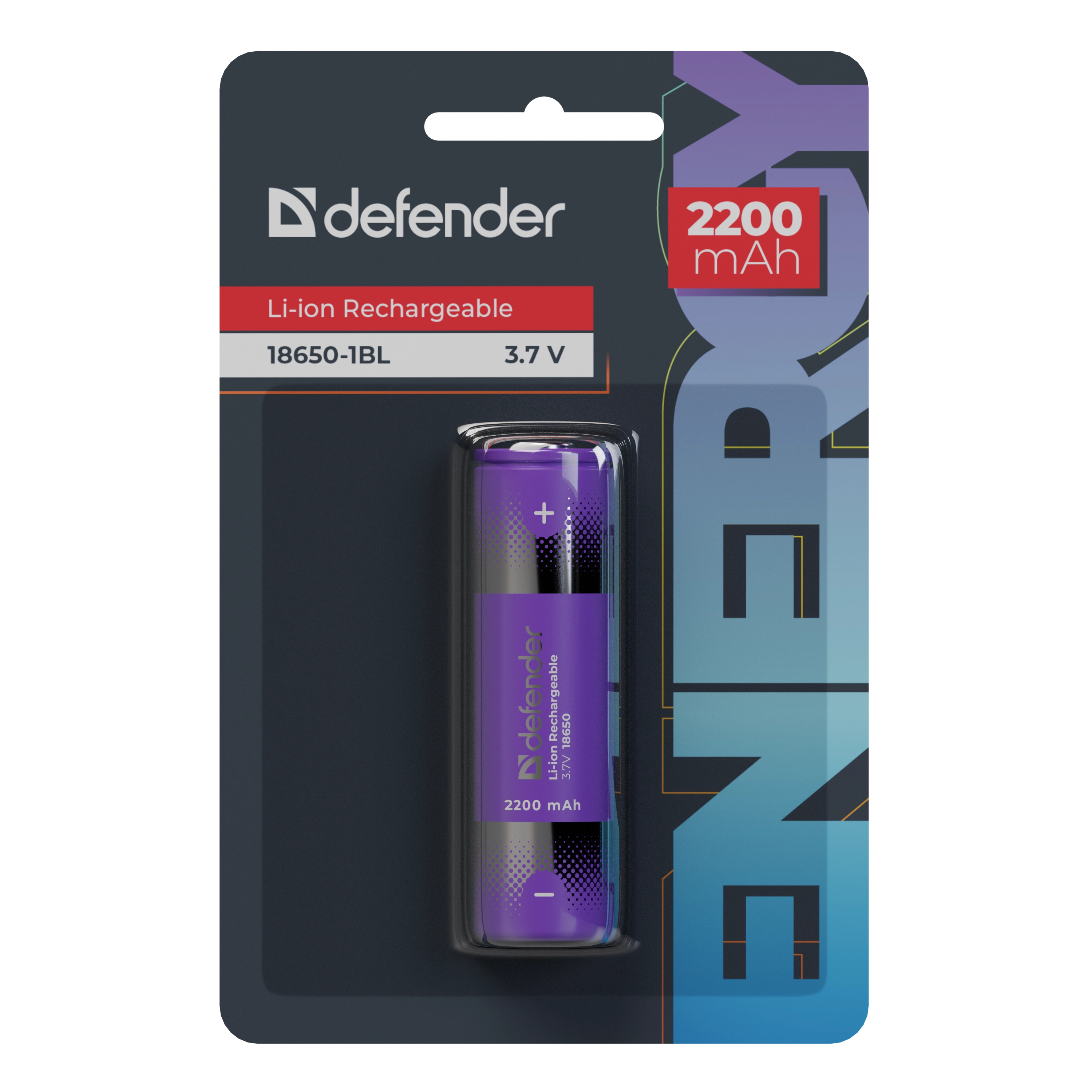 Defender - Rechargeable battery 18650-1BL 2200 mAh